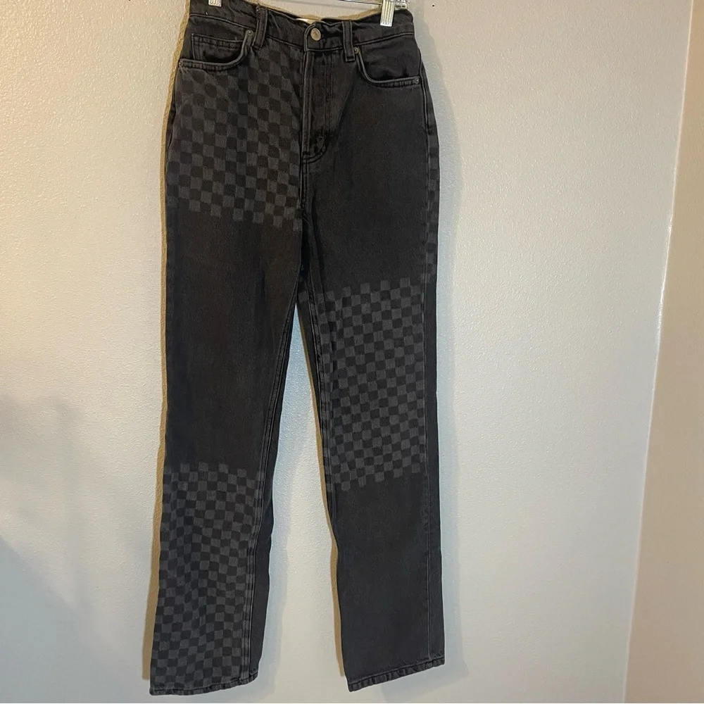 Cynthia Shadow Checker High Rise StraightJeans . Size 24 (US 0/00). Repaired.